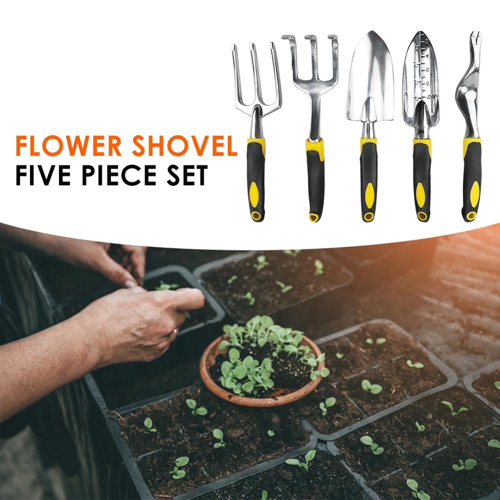 5pcs Garden Shovel Spade Trowel Rake Set Flower Planting Helper Transplanted Cultivator Weeder Weeding Fork Digging Tools