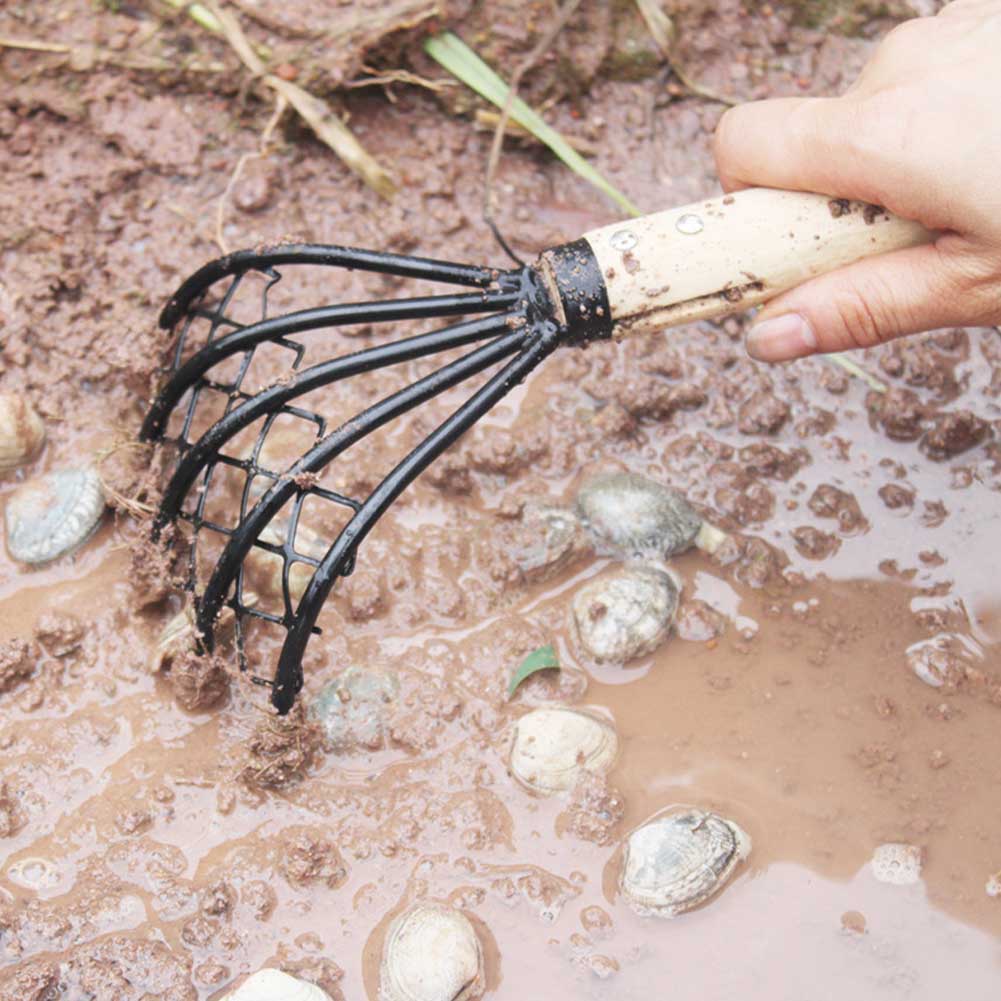With Net Accessories 5 Claw Conch Useful Dig Seafood Beach Tool Garden Wood Handle Home Pitchfork Clam Rake Shell