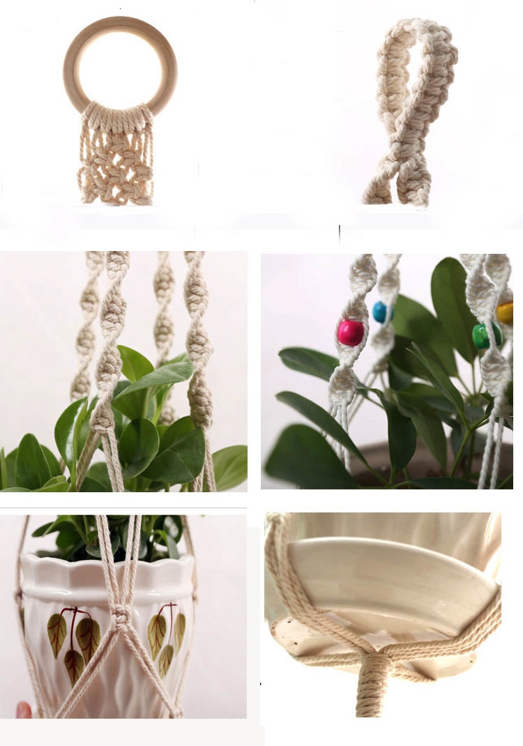 Hot Sales 100% Handmade Macrame Plant Hanger Flower /pot Hanger For Wall Decoration Countyard Garden