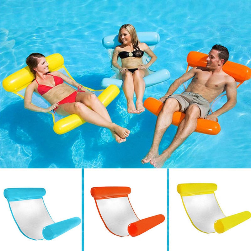 Water Hammock In Air Mattress Swimming Pool Beach Lounger Floating Sleeping Cushion Foldable Inflatable Air Mattress Bed Chair