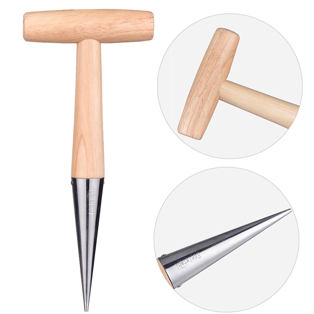 Sow Dibber Durable Garden Loosen Soil Accessory Wood Handle Plant Seed Hole Punch Practical Outdoor Tools Cultivation Migration