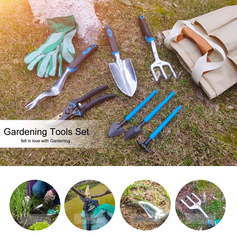 10PCS Garden Tool And Bonsai Shovel Tools Set Garden Scissors With Gloves Gardening Gifts With Trowel Pruners