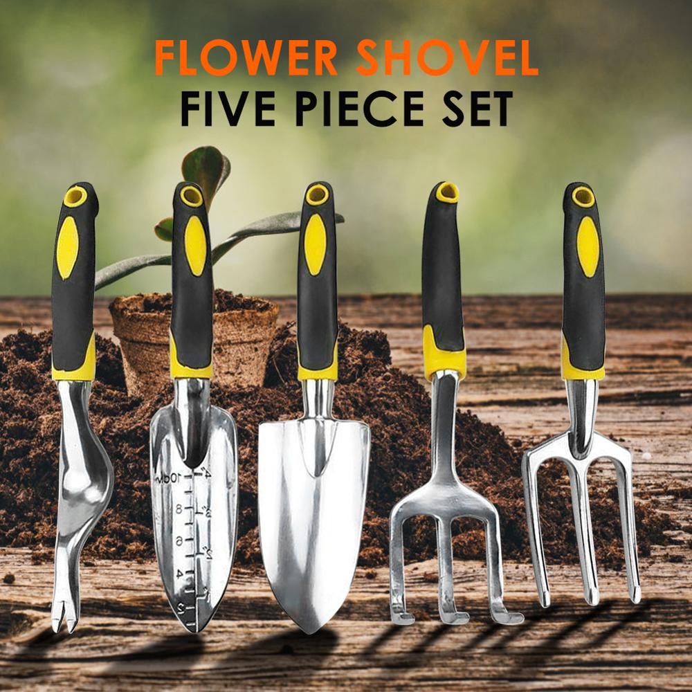 5pcs Garden Shovel Spade Trowel Rake Set Flower Planting Helper Transplanted Cultivator Weeder Weeding Fork Digging Tools