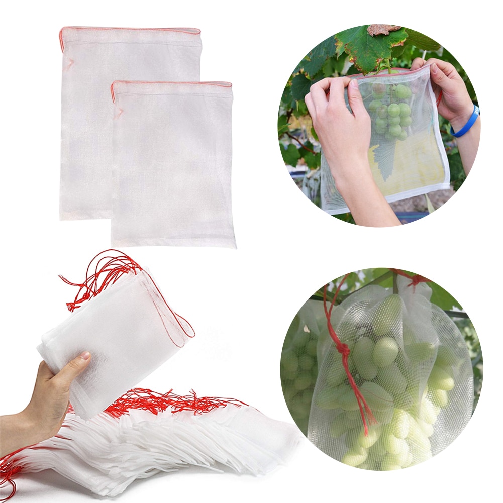50Pcs/set Garden Netting Bags Vegetable Grapes Apples Fruit Protection Bag Pouch Agricultural Pest Control Anti-Bird Mesh Bags