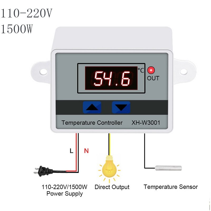 LED Temperature Digital Microcomputer Control XH-W3001 for Incubator Cooling Heating Switch Thermostat