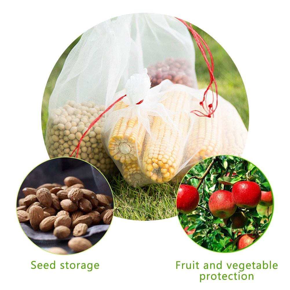 50Pcs/set Garden Netting Bags Vegetable Grapes Apples Fruit Protection Bag Pouch Agricultural Pest Control Anti-Bird Mesh Bags
