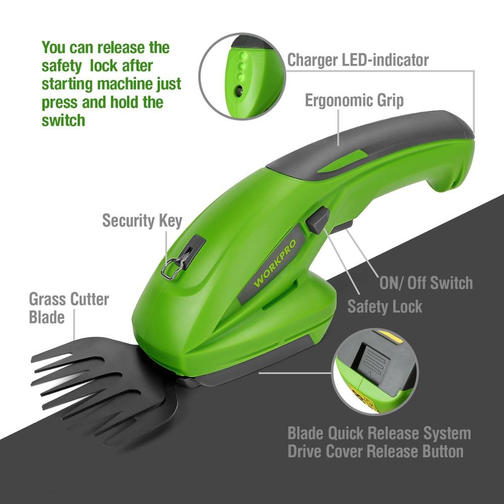 7.2V Electric Trimmer 2 in 1 Lithium-ion Cordless Garden Tools Hedge Trimmer Rechargeable Hedge Trimmers for Grass