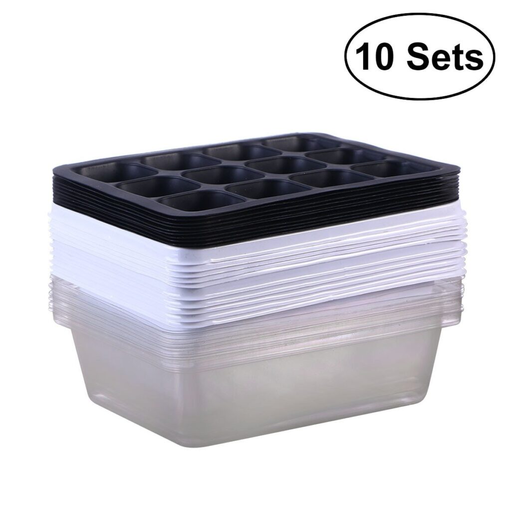 2/3/4/5/6/10 Pack Seedling Tray Seed Starter Tray with Dome and Base 12 Cells For Gardening Bonsai - White/Black/Green
