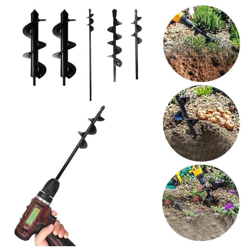 Garden Planter Spiral Drill Bit Flower Bulb Hex Shaft Auger Yard Gardening Bedding Planting Post Hole Digger Tools